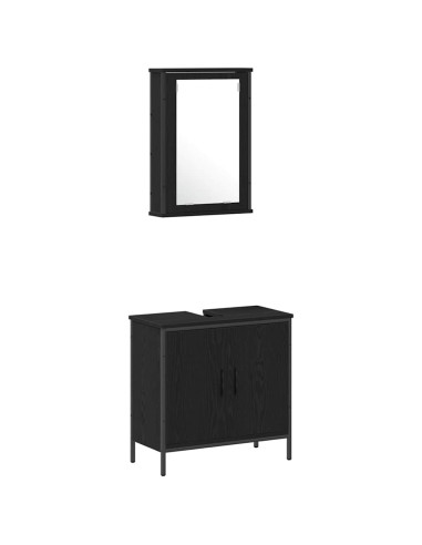 Set di mobili per il bagno 4 pcs Nero Legno multistrato