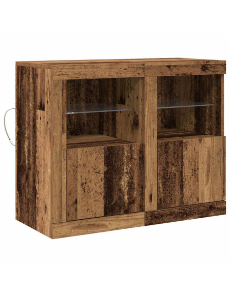 Armadi laterali con luci LED 2 pezzi Legno antico 41x37x67 cm