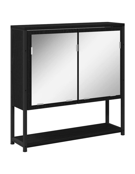 Set di mobili per bagno a 4 pezzi in rovere nero e legno ingegnerizzato