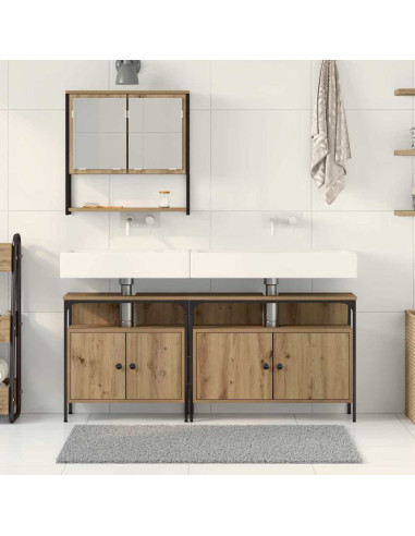 Set di mobili per il bagno 3 pcs Marrone Legno multistrato