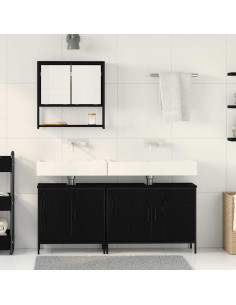 Set di mobili per il bagno 3 pcs Nero Legno multistrato 2