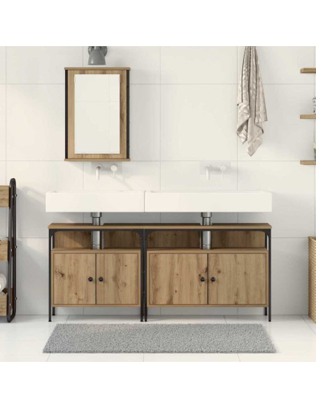 Unità da Bagno con lo scaffale 3 pcs Marrone Legno multistrato