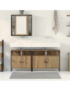 Unità da Bagno con lo scaffale 3 pcs Marrone Legno multistrato 2