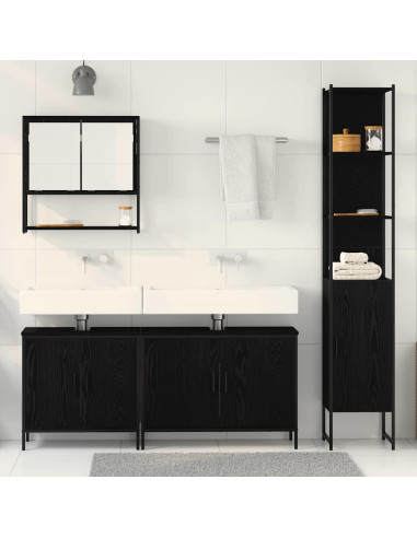 Set di mobili per il bagno 4 pcs Nero Legno multistrato