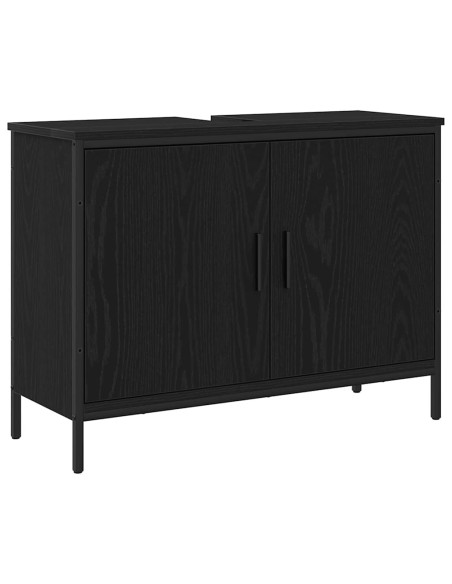 Set di mobili per bagno a 4 pezzi in rovere nero e legno ingegnerizzato