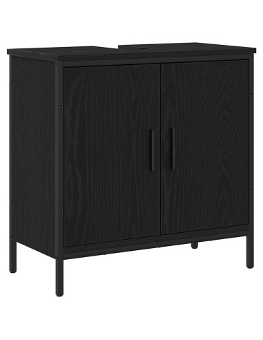 Set di mobili per il bagno 4 pcs Nero Legno multistrato