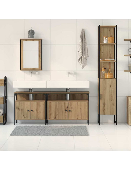Set di mobili da bagno in rovere artigianale, 4 pezzi