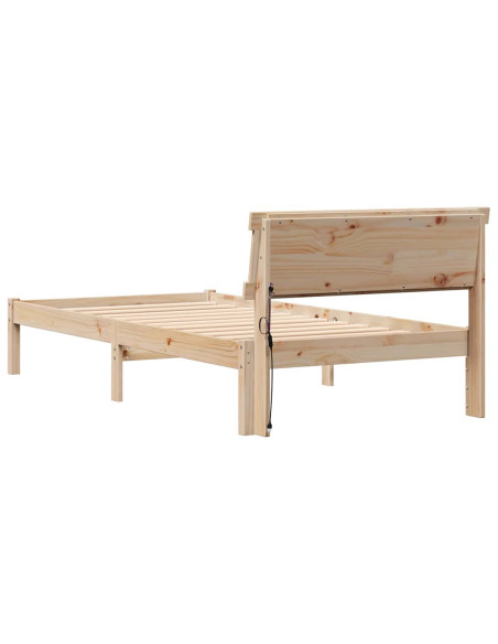 Struttura letto con testiera e LED - 90 x 200 cm - legno di pino massello
