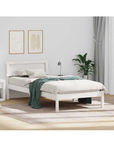 Struttura del letto Bianco 100 x 200 cm Pino massello