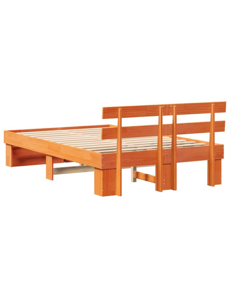 Struttura del letto con testiera Cera marrone 140 x 190 cm