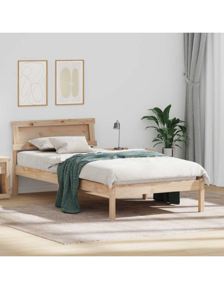 Struttura letto con testiera e LED - 90 x 200 cm - legno di pino massello
