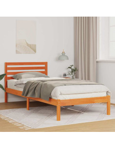 Struttura del letto Marrone cerato 100 x 220 cm Pino massello 2