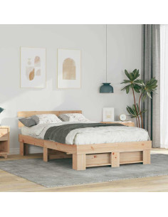 Struttura del letto Marrone 140 x 190 cm Pino massello 2