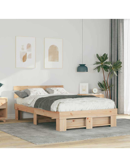 Struttura del letto Marrone 140 x 190 cm Legno di pino massello