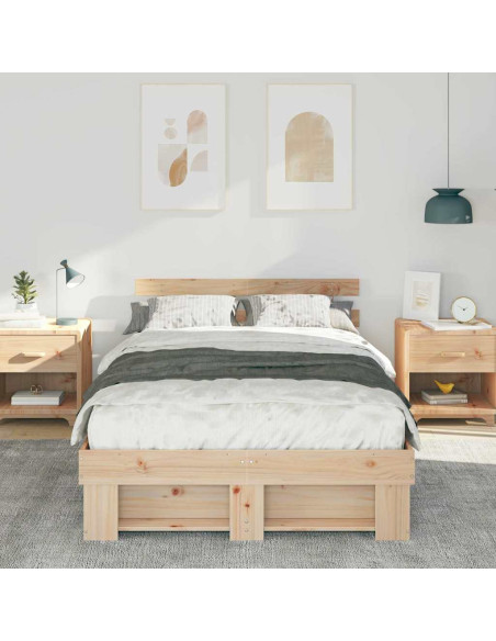 Struttura del letto Marrone 140 x 190 cm Legno di pino massello