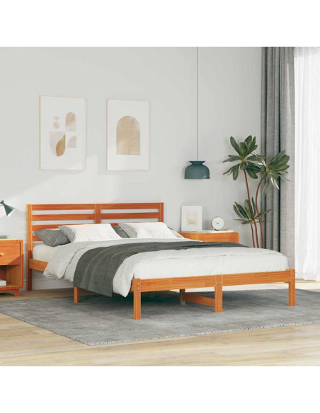 Struttura del letto con testiera Cera marrone 140 x 220 cm