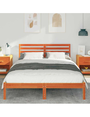 Struttura del letto Marrone cerato 140 x 220 cm Pino massello