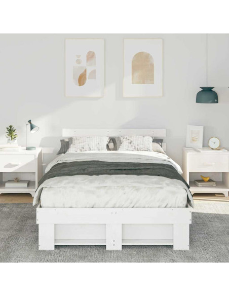Struttura del letto Bianco 140 x 190 cm Legno di pino massello