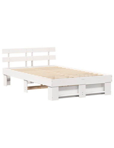 Struttura del letto Bianco 140 x 190 cm Pino massello