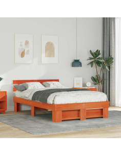 Struttura del letto Marrone cerato 140 x 190 cm Pino massello 2