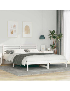 Struttura del letto Bianco 160 x 220 cm Pino massello 2