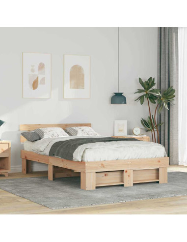 Struttura del letto Marrone 135 x 190 cm Pino massello