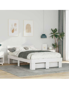 Struttura del letto Bianco 120 x 190 cm Pino massello 2