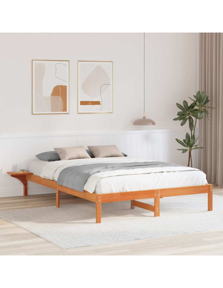 Rete letto con comodini Marrone 140 x 200 cm Marrone cerato