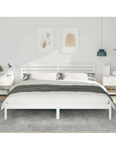 Struttura del letto Bianco 200 x 220 cm Pino massello