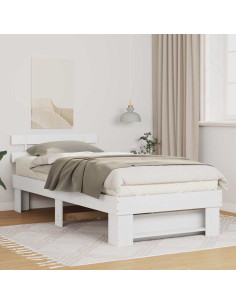 Struttura del letto Bianco 100 x 200 cm Pino massello 2