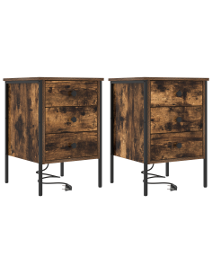 Armadio da Notte con cassetto 2 pcs Rovere fumé 42 x 41 x 61 cm