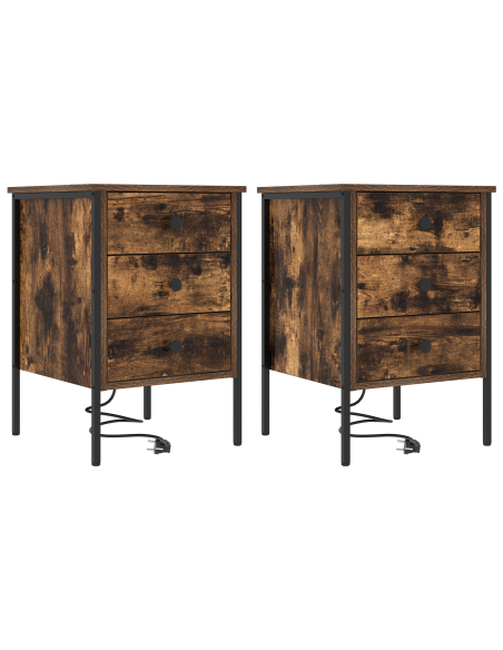 Armadio da Notte con cassetto 2 pcs Rovere fumé 42 x 41 x 61 cm