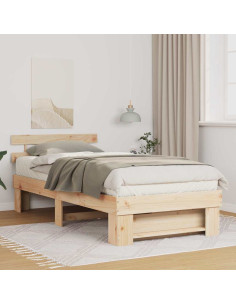 Struttura del letto Marrone 90 x 200 cm Pino massello 2