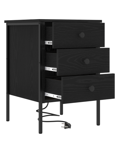 Armadio da Notte Rovere nero 42 x 41 x 61 cm Legno multistrato