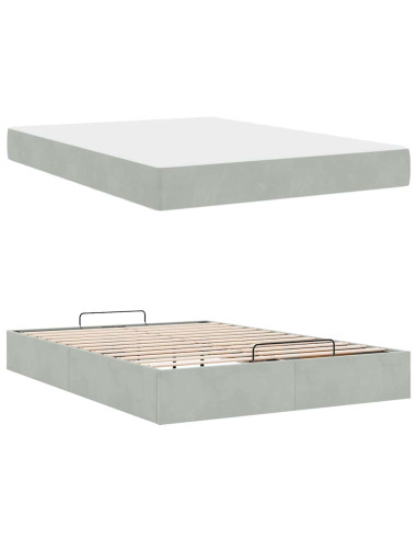 Struttura letto con materasso 2 pcs Grigio chiaro Velluto
