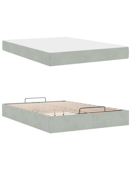 Struttura del letto Grigio chiaro 140 x 200 cm Velluto