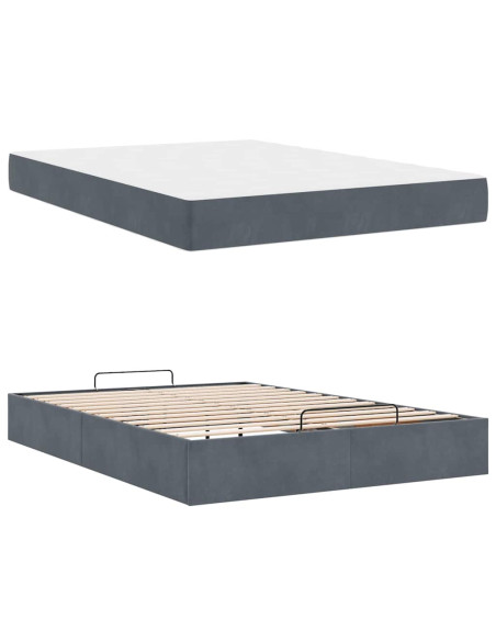 Struttura del letto Grigio scuro 140 x 200 cm Velluto