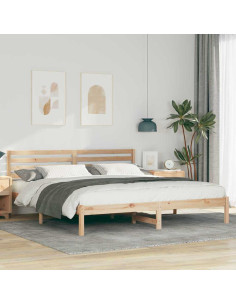 Struttura del letto Marrone 200 x 200 cm Pino massello 2