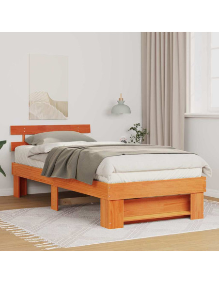 Struttura del letto Cera marrone 75 x 190 cm Legno di pino