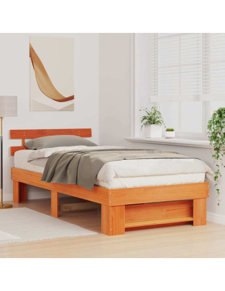 Struttura del letto Cera marrone 75 x 190 cm Legno di pino
