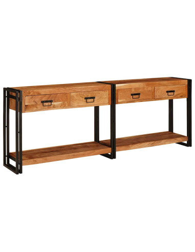 Tavoli consolle 2 pcs Marrone Legno di Acacia Massello