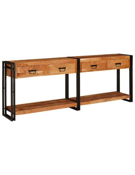 Tavoli consolle 2 pcs Marrone Legno di Acacia Massello