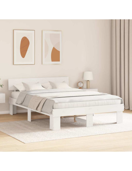Struttura del letto Bianco 160 x 200 cm Pino massello