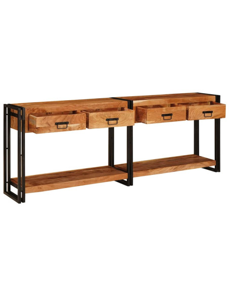 Tavoli consolle 2 pcs Marrone Legno di Acacia Massello