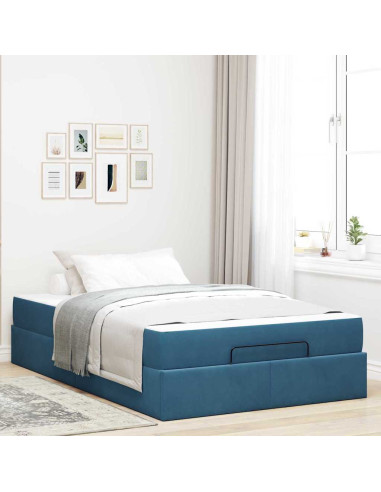 Struttura letto con materasso con materasso 2 pcs Blu Velluto