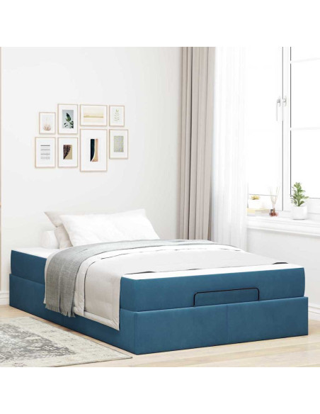Struttura letto con materasso con materasso 2 pcs Blu Velluto
