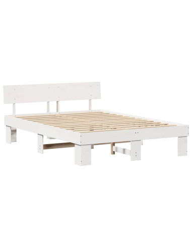 Struttura del letto Bianco 160 x 200 cm Pino massello