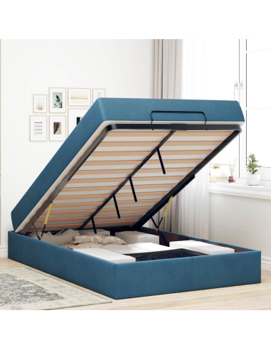 Struttura letto con materasso con materasso 2 pcs Blu Velluto