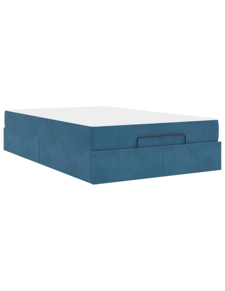 Struttura del letto con archiviazione Blu 120 x 200 cm Velluto