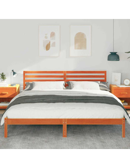Struttura del letto con testiera Cera marrone 200 x 200 cm